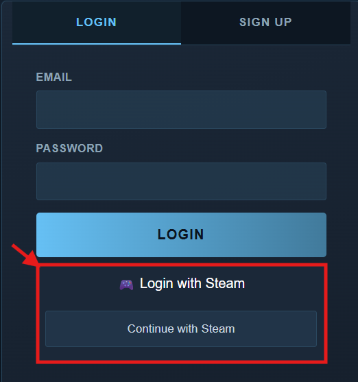 Log in with Steam